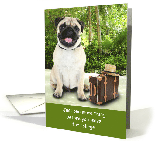 Off to College Moving Pug Dog Tropical Luggage Take me... (1642586)