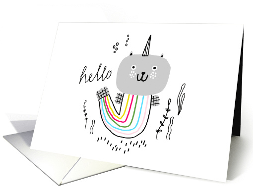 Hello Rainbow Unicorn Kitten Purrmaid Equals Guaranteed Smiles card