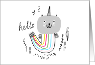 Hello Rainbow Unicorn Kitten Purrmaid Equals Guaranteed Smiles card