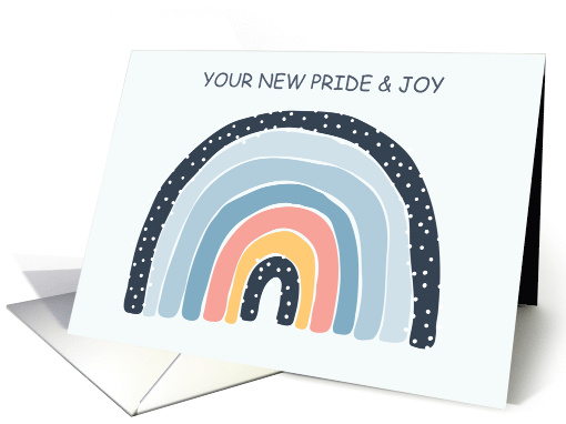 Baby Boy Pride & Joy Blue Rainbow Baby Birth Congratulations card