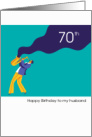 Husband 70th Saxophone Birthday Purple and Teal card