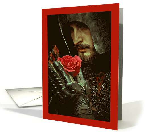Eternal Valentine's Midevil Knight in Armour Red Rose card (1682554)