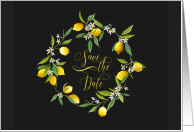 Save the Date Engagement Party Lemon Wreath card