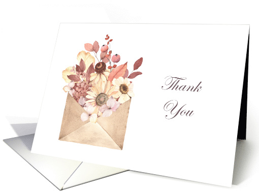 Bridal Shower Gift Autumn Neutral Florals in Envelope Thank You card