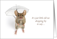 Encouragement Hello Little Mouse with Umbrella card