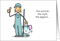 Female Custodian Woman, Myth, Legend Retirement Congratulations Left your Mark card