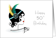 50th Birthday Flapper Retro Great Gatsby Roaring 20s card