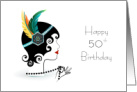 50th Birthday Flapper Retro Great Gatsby Roaring 20s card