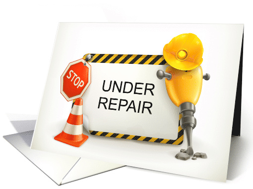 Construction Under Repair Yelow Hat Zone Warning Sign card (1752738)