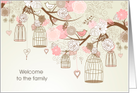 Welcome to the Family Adopted Feminine Bird Cages card
