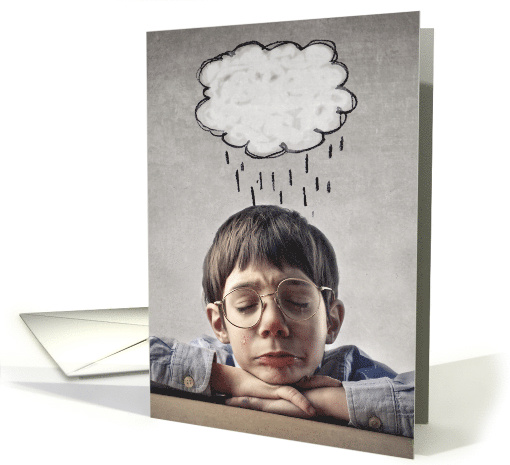 Okay to Cry Young Boy with Glasses Cloud and Tears card (1818866)