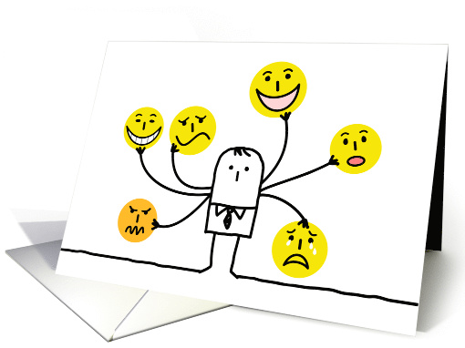 Happy Sad Faces and Tears Stick Figure Okay to Cry Encouragemenet card