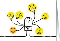 Happy Sad Faces and Tears Stick Figure Okay to Cry Encouragemenet card