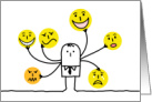 Happy Sad Faces and Tears Stick Figure Okay to Cry Encouragemenet card
