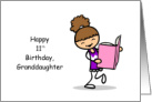 11th Birthday Brunette Granddaughter Book Reader Beginning Middle and End card