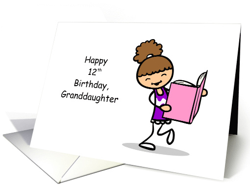 12th Birthday Brunette Granddaughter Book Reader... (1827478)