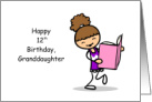12th Birthday Brunette Granddaughter Book Reader Beginning Middle and End card