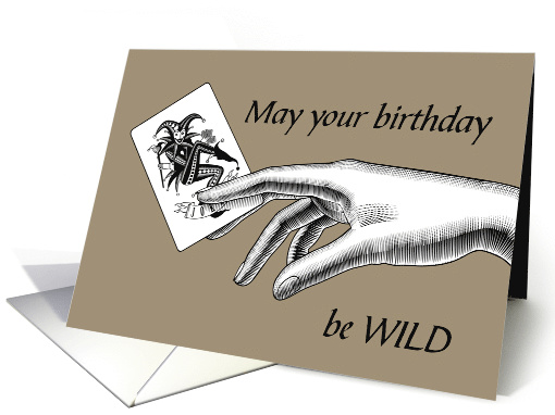 Card Playing Wild Joker Birthday Black White Hand card (1865026)