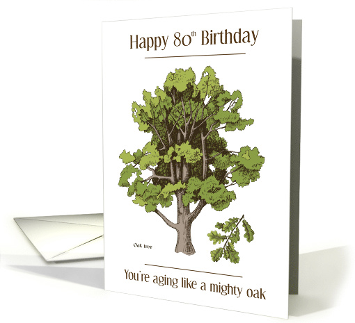 80th Birthday Mighty Oak Tree Aging Nuts Fall Humor Male card