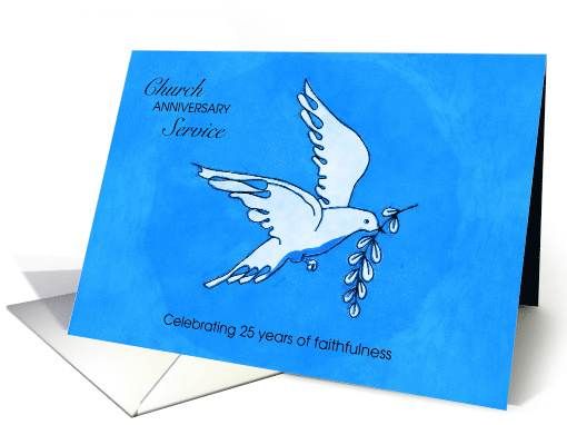 25th Church Anniversary Service Invitation Dove Olive Branch card
