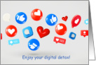 Social Media Break Digital Detox Icons Best Wishes Like Thumbs Up card