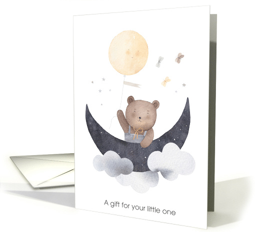 Baby Bear in Moon and Clouds with Balloon Baby Gift card (1916002)