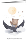Baby Bear in Moon and Clouds with Balloon Baby Gift card