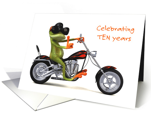 Chopper 10 Year Motorcycle Club Anniversary Frog Thumbs Up card