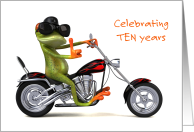Chopper 10 Year Motorcycle Club Anniversary Frog Thumbs Up card