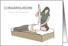 Female Chiropractor Doctor Congratulations Patient Stretch card