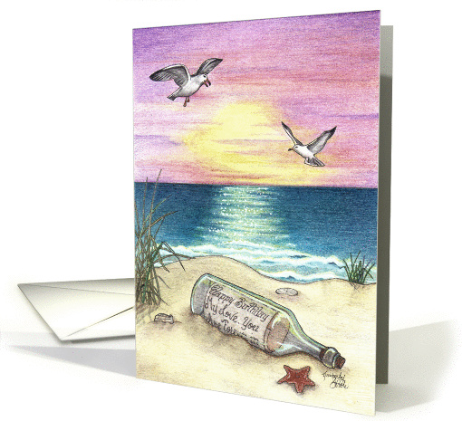 Message in a bottle card (35409)