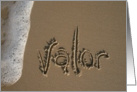 valor... written in sand card