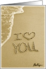 I Love You written in the sand Valentine’s Day card