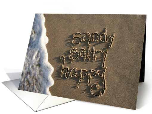 sandy, salty, happy, birthday... written in sand card (1143866)