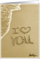 I Love You written in the sand Valentine’s Day card