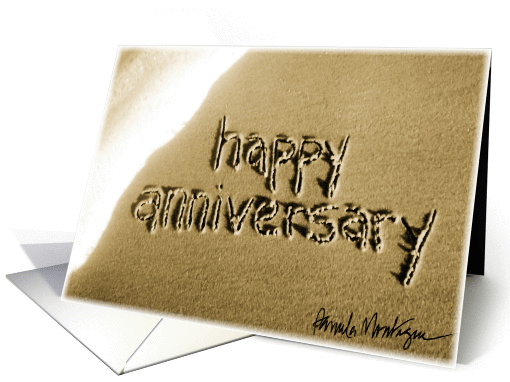 happy anniversary beach sand & surf card (36376)