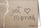 just married beach & sand card