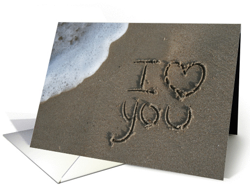 i love you, written in sand card (884089)