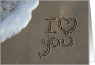 i love you, written in sand card