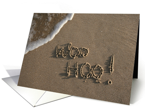 woo hoo! you did it! beach & sand card (924384)
