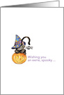 Typography and a black cat sitting llustration for Halloween card