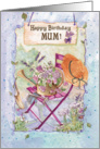 Happy Birthday, Mum, Flowers on Chair with Hat card