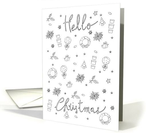 Patterned and coloring book Activity Hello Christmas card (1410944)