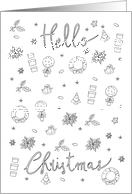 Patterned and coloring book Activity Hello Christmas card
