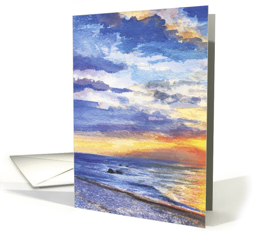 Sunset over the sea, for any occasion, blank note card (1444106)