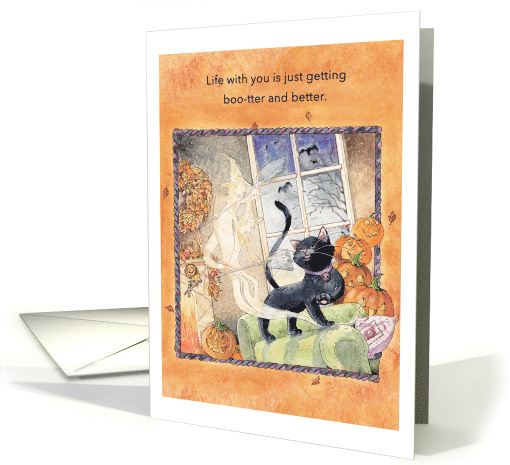 Happy Halloween Ghostly Witches and Black Cat on Sofa... (1576056)