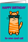 Birthday humor cool cat cartoon card