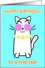 Birthday funny celebrity cat cartoon card