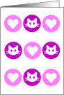 Cute cats and hearts in pink and purple (Blank Inside) card