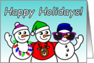 Happy Holidays Card with Snowmen and Snow Woman card